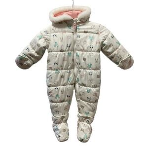 Carters Baby Pram Snow Friends Snowsuit 18Month Fold over Cuffs for Hand Feet